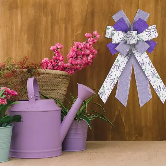 Large Bows for Wreath, Purple Lavender Wreath Bows Purple Dot Bows for Front Door Easter {3}