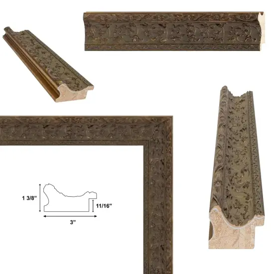 Wide Dark Gold Ornate Vine Picture Frame 11x17 frame {4}