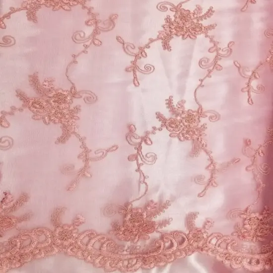 1 Yard Dusty Rose French Floral Mesh Lace Fabric for Bridal Dresses and Decor 50/54 Inch Width {3}