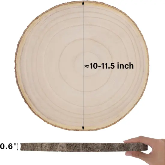 4 Pcs Large Natural Wood Slices, 10-11.5 Inches Unfinished Wood {2}