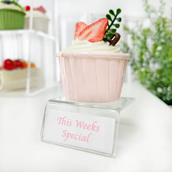 Plymor Clear Acrylic Sign-Holder Display Riser, 1.25" H x 2.5" W x 2.75" D (3/32" thick) (1" x 2.5" Sign) {3}