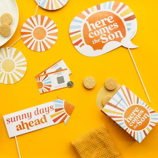 Big Dot of Happiness Funny Here Comes The Son Photo Booth Props Kit, Boy Boho Baby Shower Activity - 10 Piece {6}