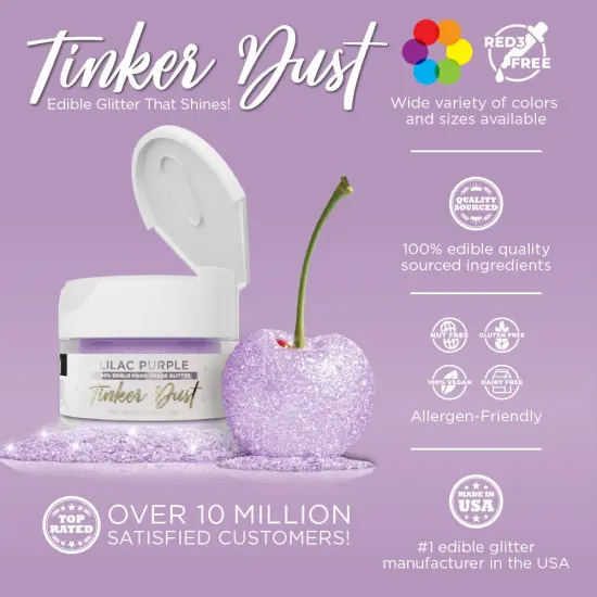 Bakell - Lilac Purple Tinker Dust Edible Glitter (5g, 1x Jar) for Food, Desserts, and Beverages! {5}