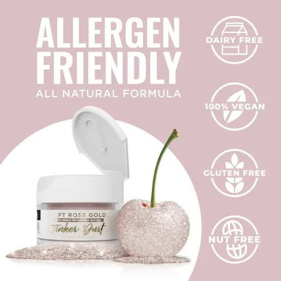 Bakell - Soft Rose Gold Tinker Dust Edible Glitter (5g, 1x Jar) for Food, Desserts, and Beverages! {4}