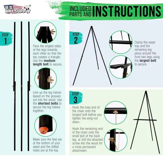 64" Black Wooden Easel Stand - Adjustable A-Frame Tripod for Painting, Drawing, Photos & Signs - Lightweight Easels, Wood Easel Stand for Sign Wedding Display 40" Canvas Capacity {6}