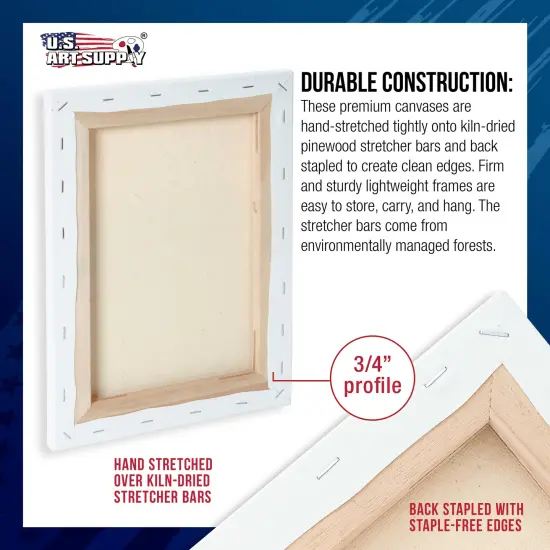 20 x 30 inch Stretched Canvas 12-Ounce Triple Primed, 6-Pack - Professional Artist Quality White Blank 3/4" Profile, 100% Cotton, Heavy-Weight Gesso {3}