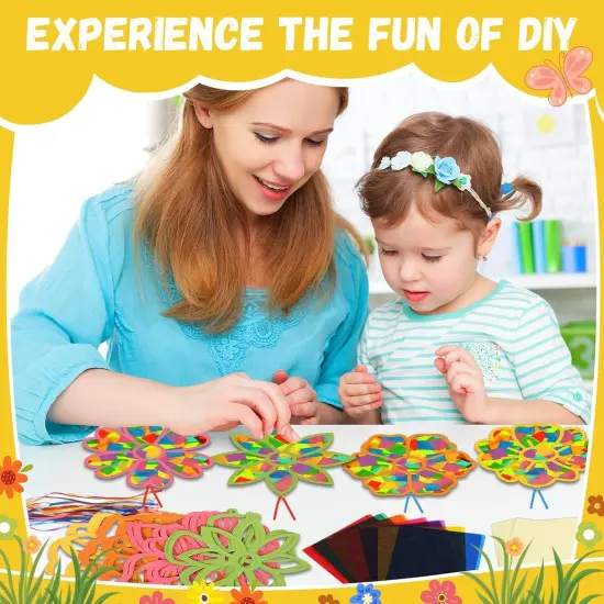 Flower Spring Suncatchers Crafts Kit DIY Floral Window Stained Glass Effect Paper Spring Home School Classroom Decoration Art Craft Creative Activity Project {3}