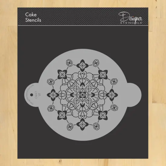 Victorian Crochet Cake Stencil Top | C447 by Designer Stencils | Cake Decorating Tools | Baking Stencils for Royal Icing, Airbrush, Dusting Powder | Reusable Plastic Food Grade Stencil for Cakes | Easy to Use & Clean Cake Stencil {1}