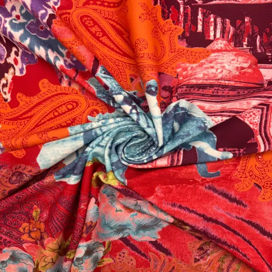 1 Yard Exotic Collage Print Spandex Fabric Swimwear Dancewear Leggings Activewear 58/60 Inches Wide {1}