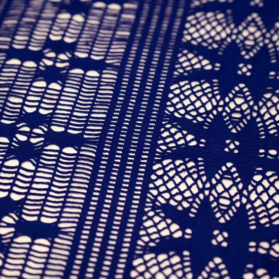 1 Yard Cindy Knitted Stretch Lace Fabric, 58" Wide 2 Way Stretch Polyester Royal {4}