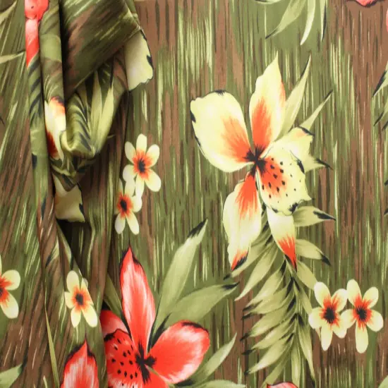 1 Yard Tiki Floral Spandex Fabric Four Way Stretch Activewear Swimwear Costume Leggings Material 58/60 Inch Width {2}
