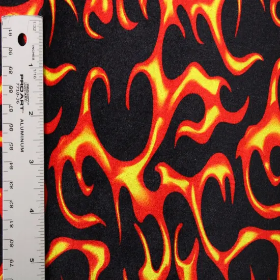 1 Yard Flame Print Stretch Velvet Fabric for Costumes Leggings Dancewear Streetwear Apparel (36" x 60") Inches Wide {2}