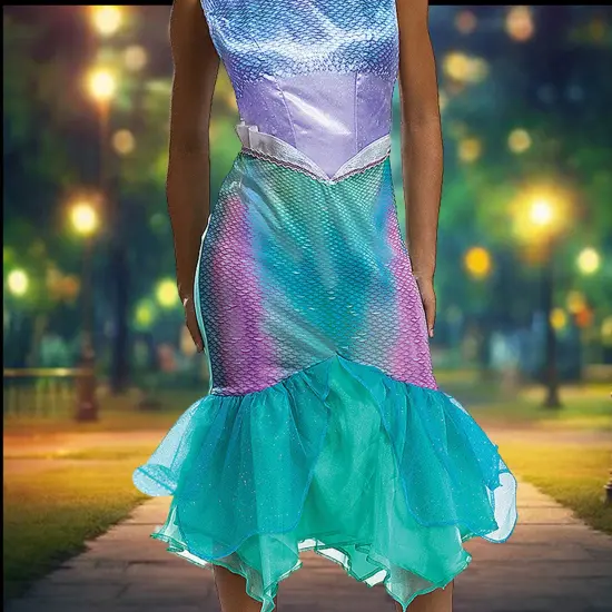 Womens Classic Ariel Mermaid Costume Live Action Disney Dress Large 12&ndash;14 {3}