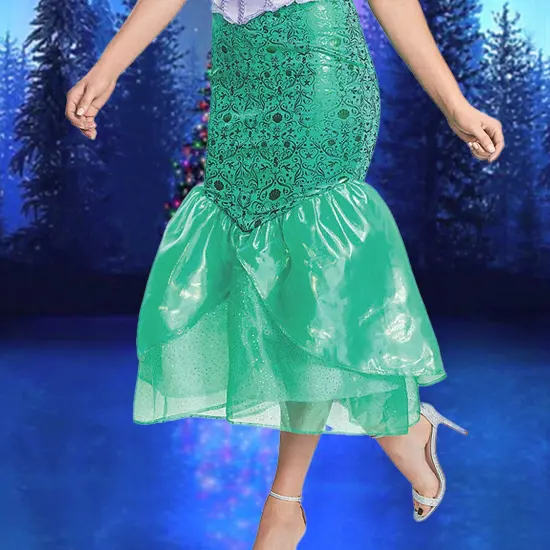 Womens Deluxe Ariel Costume With Purple Bodice And Teal Mermaid Skirt {3}
