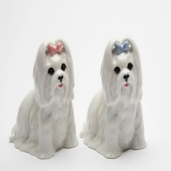Ceramic Maltese Dog Salt & Pepper Shakers, Home D&eacute;cor, Gift for Her, Gift for Mom, Kitchen D&eacute;cor, Dog Lover Gift, Pet Loss Gift {3}