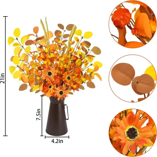 22.5" Artificial Fall Flowers with Metal Pot {5}