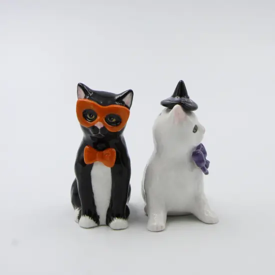 Ceramic Black and White Cats in Costumes Salt and Pepper, Home D&eacute;cor, Gift for Her, Mom, Kitchen D&eacute;cor, Cat Lovers Gift, Pet Loss Gift {4}