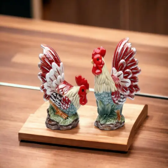 Ceramic Rooster Salt & Pepper Shakers, Home D&eacute;cor, Gift for Her, Gift for Mom, Kitchen D&eacute;cor, Dining Table D&eacute;cor, Farmhouse Decor {3}