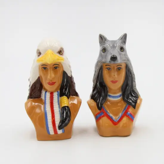 Ceramic Native American Indian Salt And Pepper Shakers, Home D&eacute;cor, Gift for Her, Gift for Mom, Kitchen D&eacute;cor {3}