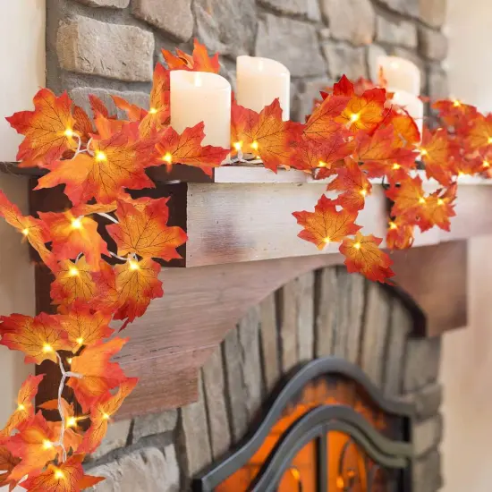 Fall Garland String Lights with Timer - Fall Decor {2}