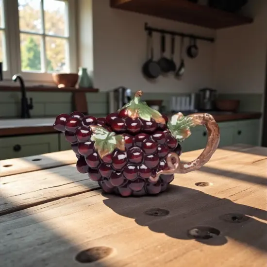 Hand Painted Ceramic Grape Teapot, Gift for Her, Gift for Mom, Tea Party D&eacute;cor, Caf&eacute; D&eacute;cor, Farmhouse D&eacute;cor {2}