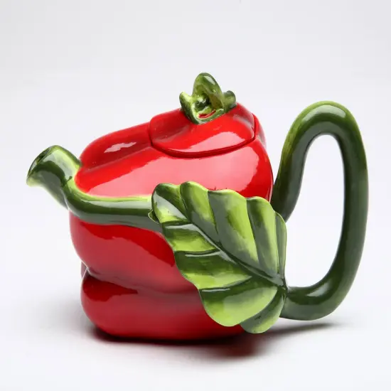 Ceramic Red Pepper Teapot, Gift for Her, Gift for Mom, Kitchen D&eacute;cor, Tea Party D&eacute;cor, Caf&eacute; D&eacute;cor, Farmhouse Kitchen Decor {3}