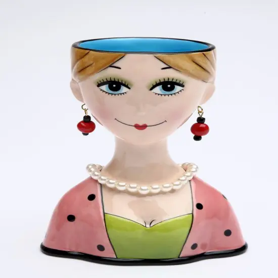 Ceramic Elegant Lady Vase or Makeup Brush Holder, Home Décor, Gift for Her, Mom, Friend, or Coworker, Vanity Décor {2}