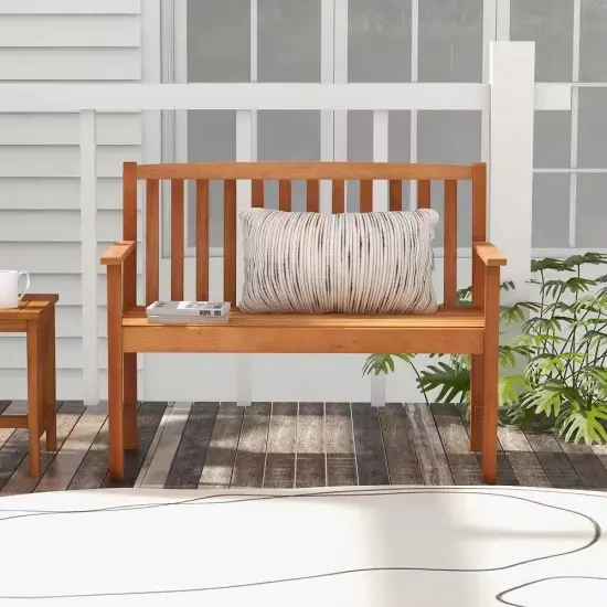 Outdoor Wooden Garden Bench 4Ft with Backrest for Porch or Patio {2}