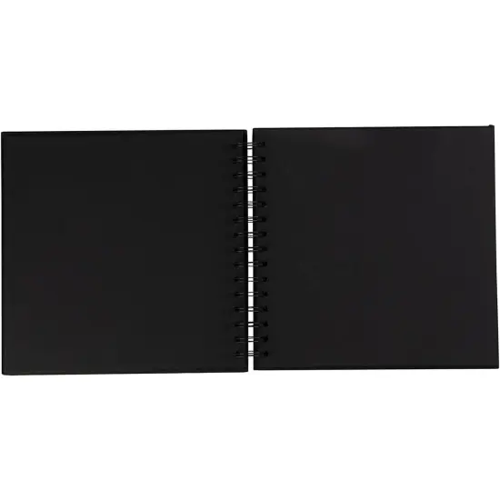 8x8 Hardcover Scrapbook - Blank Wedding Guest Book, DIY Photo Album, Black Spiral Bound Cardboard Cover Sketchbook for Kids Craft, Diary Journal - Square - 40 Sheets {4}