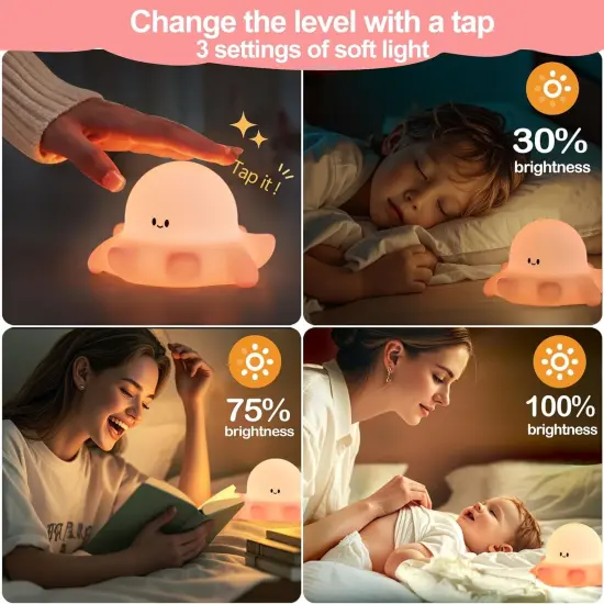 Octopus Squishy Night Light with Timer & Rechargeable {3}