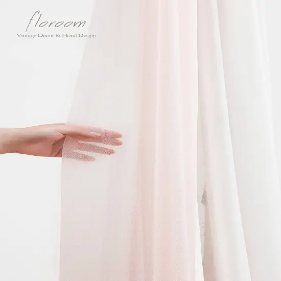 Wedding Arch Draping Fabric 2 Panels 20Ft Chiffon Fabric Drapes Arbor Drapery Wedding Ceremony Reception Swag Decorations (Blush & White) {3}