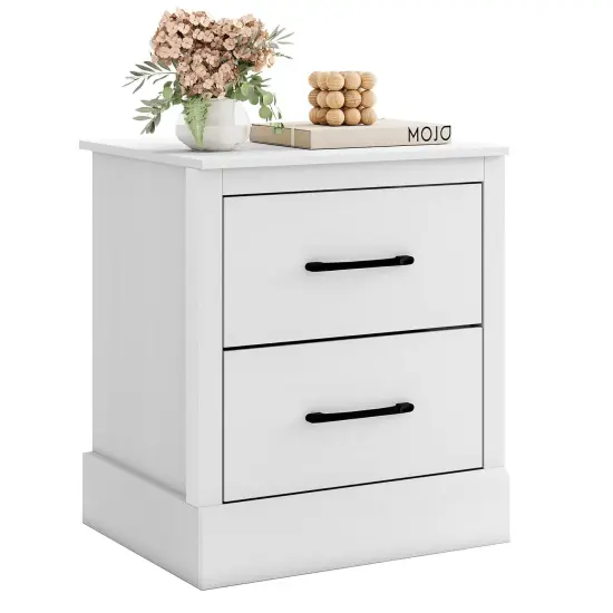 Costway 2 Drawer Nightstand Bedside Table Compact Sofa End Table Dark Grey Oak/Walnut {9}