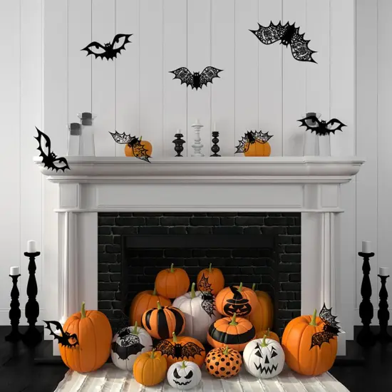 Halloween Decoration 48Pcs Reusable Black Bats Wall Stickers {3}