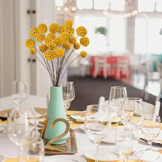 24 PCS 18&rdquo; Dried Craspedia Billy Balls Flowers - Yellow {5}