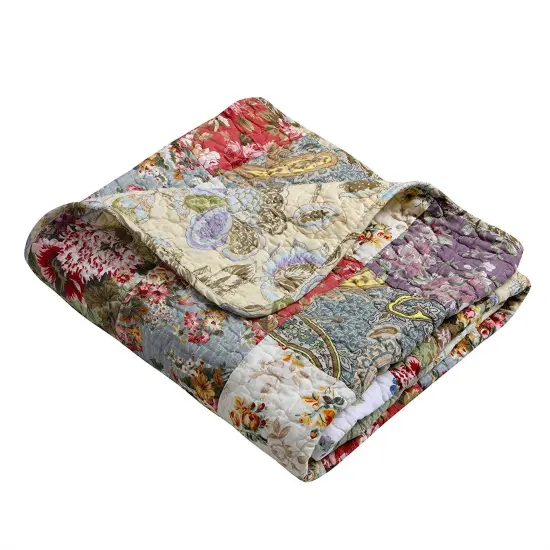 Garden Color Patchwork Cotton Quilt Throw 50 x 60 Inches {2}