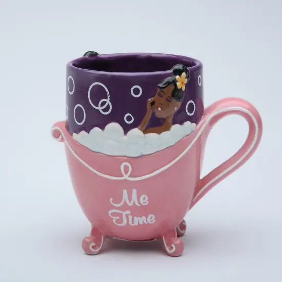 Ceramic African American Lady Me Time Mug, Home D&eacute;cor, Gift for Her, Mom, Friend, or Coworker, Kitchen D&eacute;cor {3}