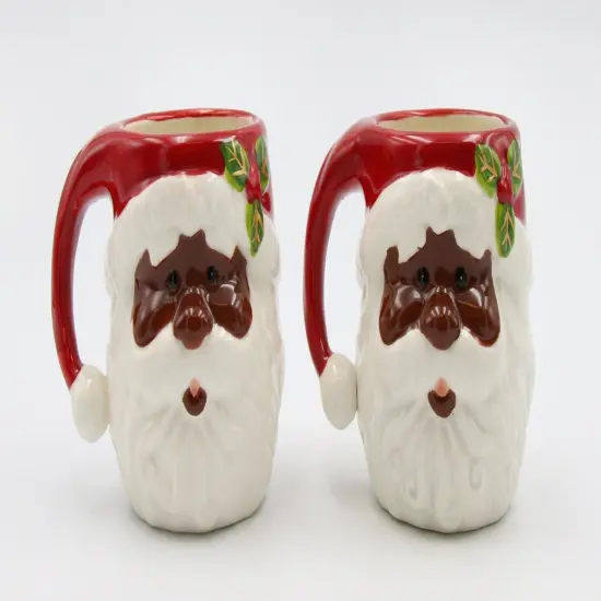 Ceramic African American Set Of 2 Santa Mugs, Home D&eacute;cor, Gift for Her, Gift for Mom, Kitchen D&eacute;cor, Christmas D&eacute;cor {3}