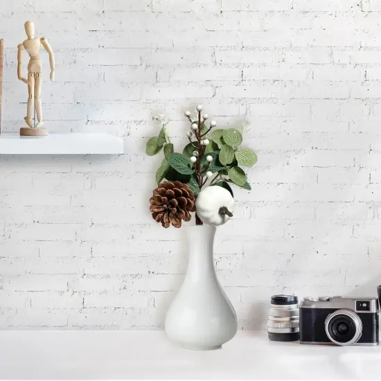 6PCS Greenery Stems with White Pumpkin Pinecones {4}