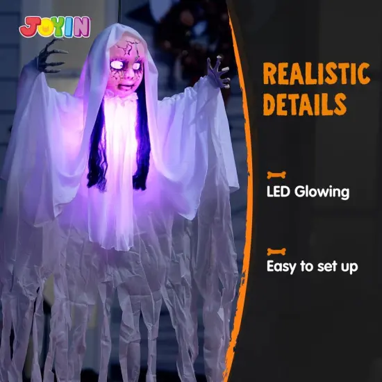 43" Outdoor Halloween Decoration - Scary Girl with Light-up Head {4}