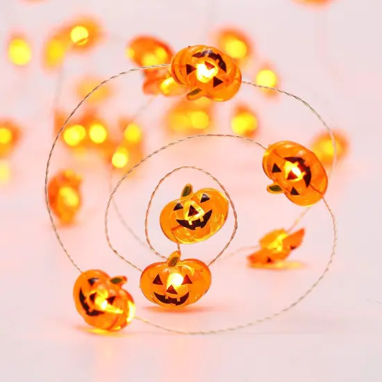 Halloween Pumpkin Lights, 2 Packs 13.5ft 40 LED Battery {2}