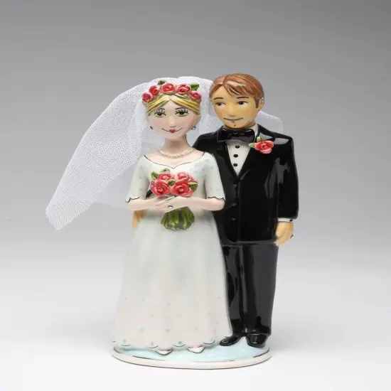 Hand Painted Ceramic Wedding Bride & Groom Cake Topper, Wedding D&eacute;cor, Wedding Gift, Wedding Favor, Anniversary D&eacute;cor, Anniversary Gift {2}