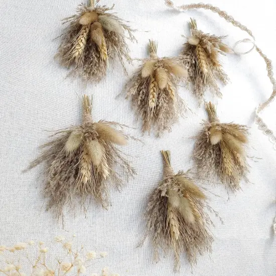 Pack of 6 Mini Dried Flower Bouquet - Brown {2}