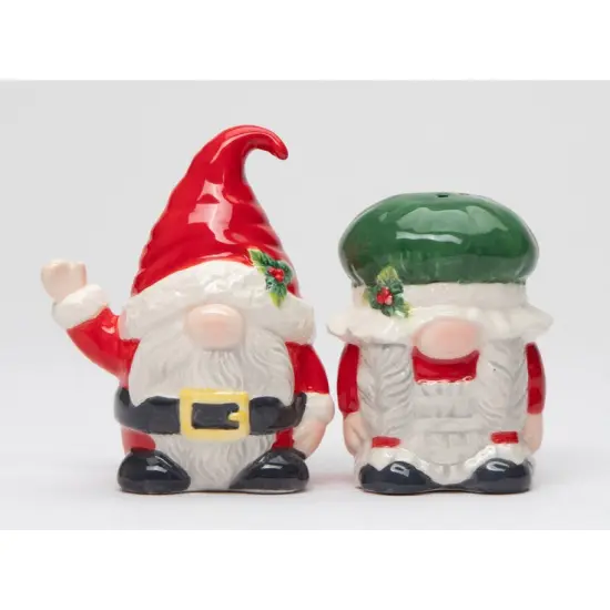 Ceramic Gnome Santa And Mrs. Claus Salt And Pepper Shakers, Gift for Her, Gift for Mom, Kitchen Décor, Christmas Décor, Fairy Garden Decor {3}