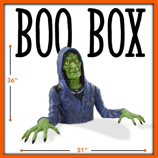 BOO BOX 36" Halloween Groundbreaking Decoration - Scary Outdoor Halloween Decor for Porch or Yard Green {6}