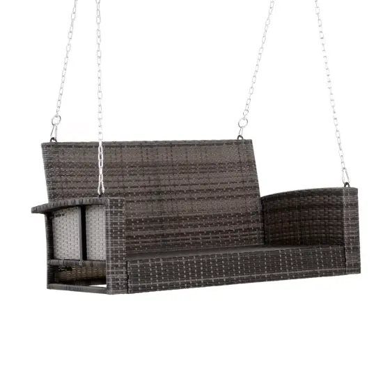Grey Tones Wicker Swing 7ft with Hanging Chain & Padded Grey Cushion {3}