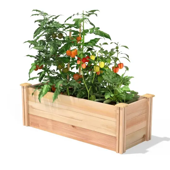 Natural Cedar Wood Raised Garden Bed 48x16 in with Deep Frame {2}