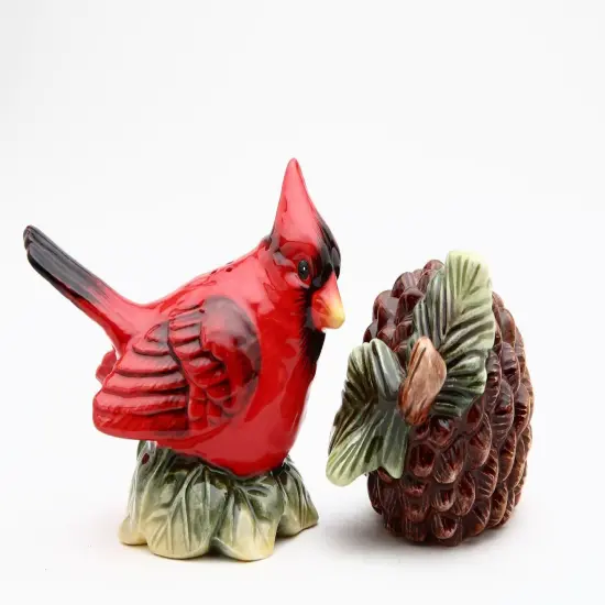 Ceramic Cardinal Bird & Acorn Salt and Pepper Shakers, Home Décor, Gift for Her or Mom, Kitchen Décor, Christmas Décor, Birdwatcher Gift {3}