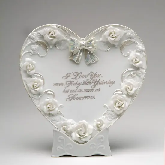 Ceramic Heart Shape Wedding and Anniversary Decorative Plate with Roses, Wedding D&eacute;cor or Gift, Anniversary D&eacute;cor or Gift, Home D&eacute;cor {3}