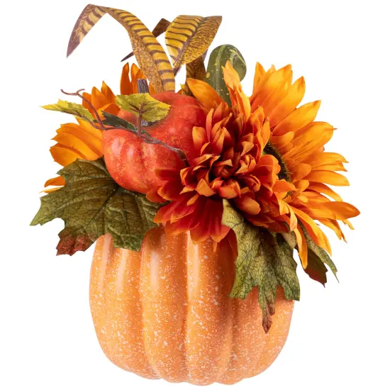 Northlight Sunflower and Gourds in Pumpkin Fall Harvest Decoration - 14.75" Orange {5}