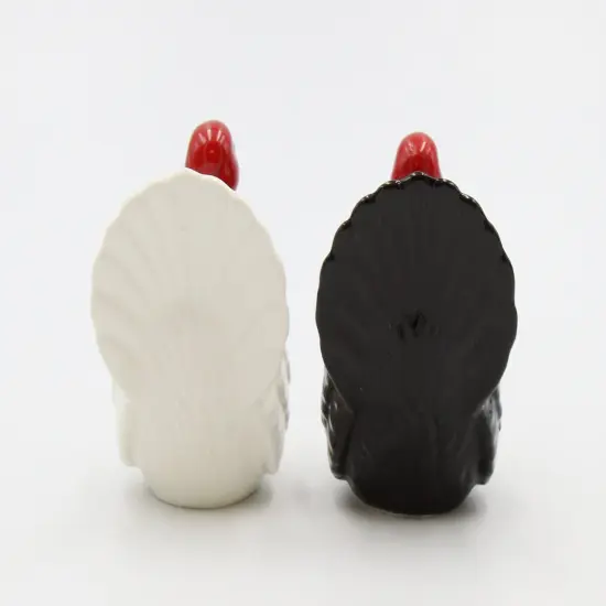 Ceramic Thanksgiving Small White & Black Turkey Salt And Pepper Shakers, Home D&eacute;cor, Gift for Her, Gift for Mom, Kitchen D&eacute;cor, Fall D&eacute;cor {4}